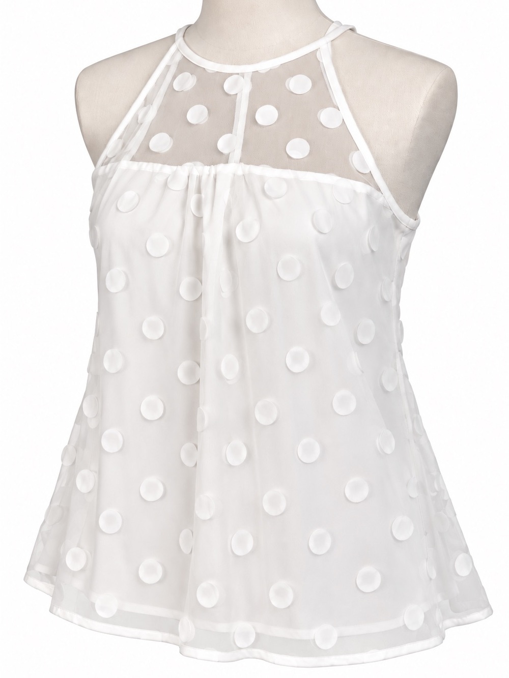 NWT Roe & De Delicate White Polka Dot Halter Tank Top